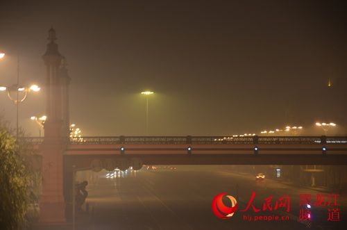 哈尔滨市出现雾霾天气 机场30个航班取消