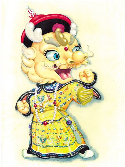 故宫吉祥物亮相(图) 按照清朝帝后朝服形象设计