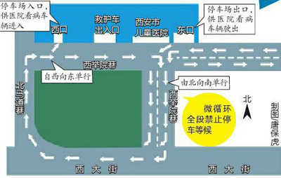 为防止道路拥堵 西安市儿童医院周边道路将变单行