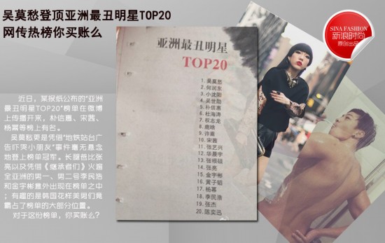 亚洲最丑明星榜网友吐槽不科学 宋茜杨幂纷纷上榜