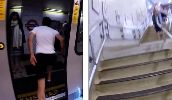 英男子与地铁赛跑 78秒跑完一站赶上同一班车(组图)